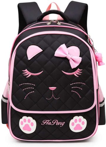 Hyundly Cat Face Waterproof School Backpack