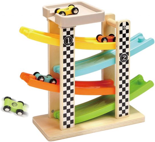 Top Bright Wooden Race Track Car Ramp Racer