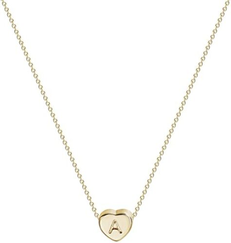 Tiny Gold Initial Heart Necklace 