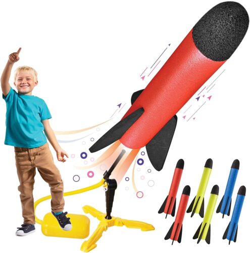 Toy Rocket Launcher With Foot-Powered Launch Pad